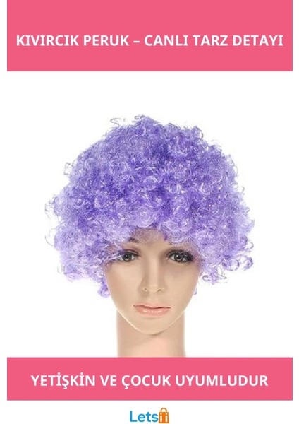 Mor Renkli Astarlı Kıvırcık Peruk