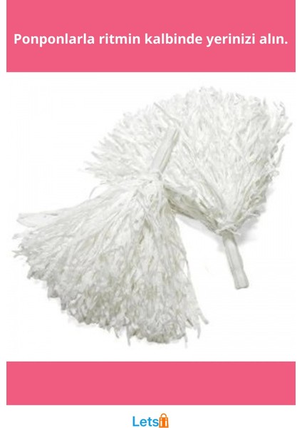 Beyaz Renk Gösteri Ponponu 25 cm Çift Set fiyatları