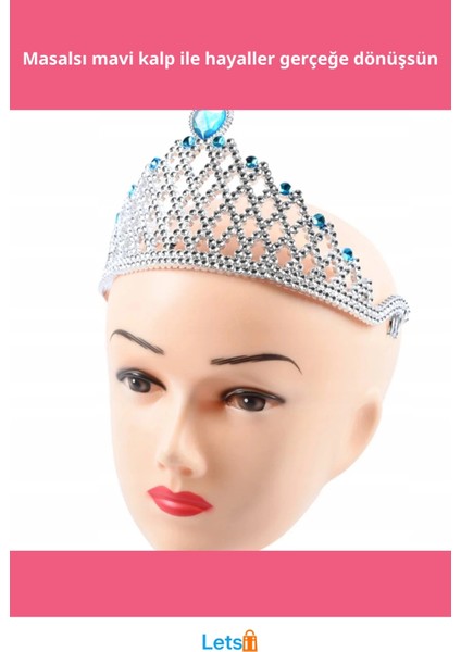 Kalpli Prenses Taç Mavi Parlak Gümüş Renkli fiyatları