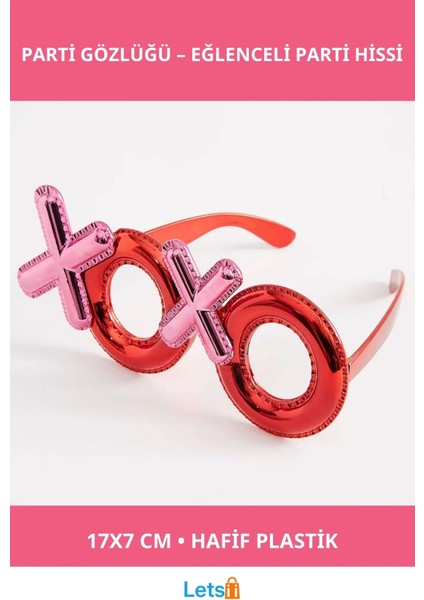 Kırmızı Renk Xoxo Yazılı Parti Gözlüğü