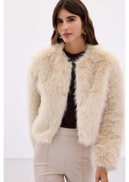 Yakasız Kürk - Bej fırsatları