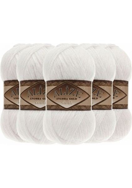 Angora Gold Simli - 5'li Paket (Simli Ince El Örgü Iplığı)-62