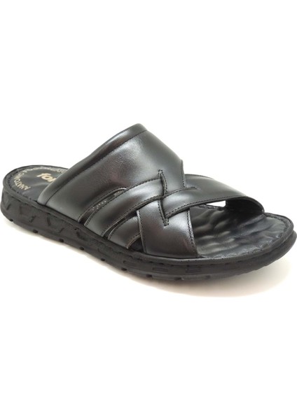 51242 Hakiki Deri Ortopedik Masaj Tabanlı Erkek Terliği