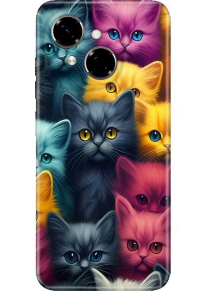 Tecno Spark Go 1 2025 Kılıf Retro Art Desenli Esnek Silikon Kedicikler