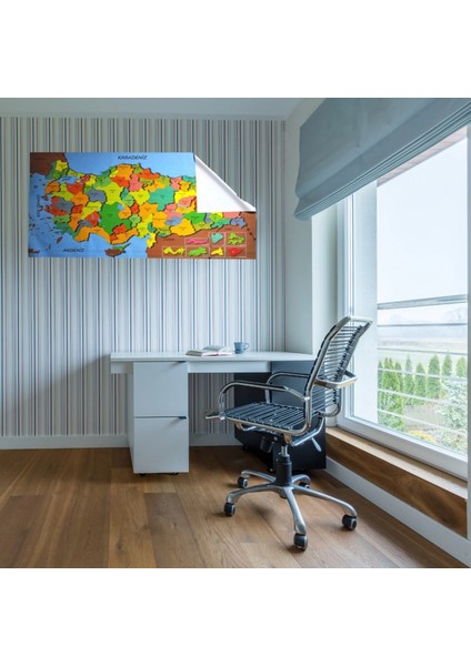 Renkli Türkiye Haritası Manyetik Yapıştırıcı Gerektirmeyen Duvar Stickerı 118 cm * 56 cm (K95) modelleri