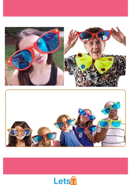 Rengarenk Büyük Parti Gözlüğü 12 Adet Eğlenceli Fotoğraf Kiti modelleri