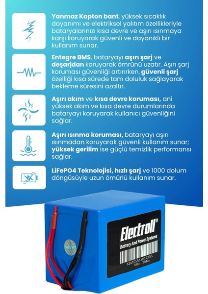 Motolux Fayton 5000X Uyumlu Batarya Lifepo4 60V 20AH Elektrikli Motorsiklet Bataryası modelleri