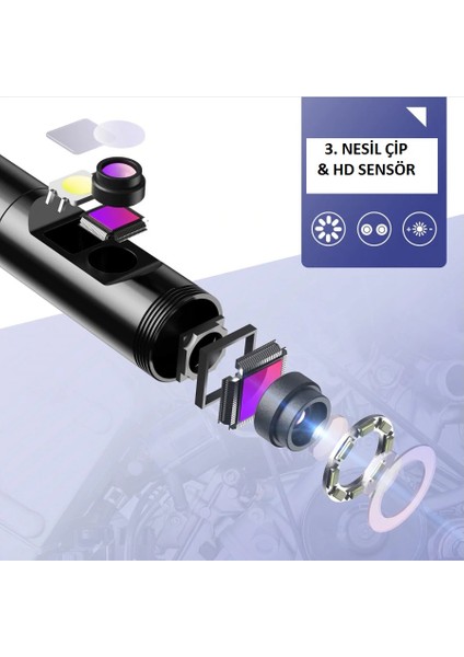 Monitörlü Çift Kameralı 10 mt Sert Kablo- Yılan Endoskop Kamera - 8 mm fiyatları