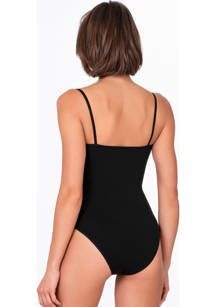 Kadın Çıtçıtlı İp Askılı Badi Siyah | Kompedan K0603 fırsatları