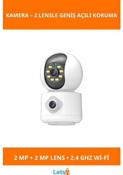 Çift Lensli Wi Fi Iç Mekan Güvenlik Kamerası
