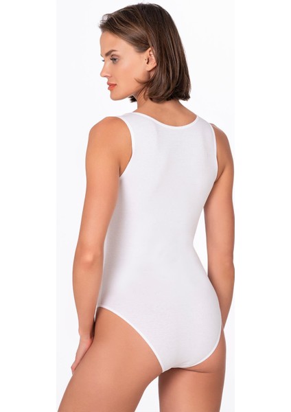 Kadın Pamuklu Likralı Süprem Kalın Askılı Kancalı Çıtçıtlı Body Zıbın | Beyaz K0602 fiyatları