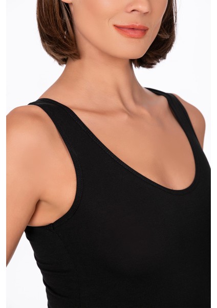 Kadın Pamuklu Likralı Süprem Kalın Askılı Kancalı Çıtçıtlı Body Zıbın | Siyah K0602 fırsatları