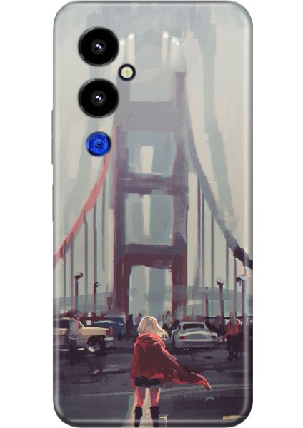 Tecno Pova 4 Pro Uyumlu Kılıf Silikon Desenli Resimli Kapak Kırmızılı Kadın