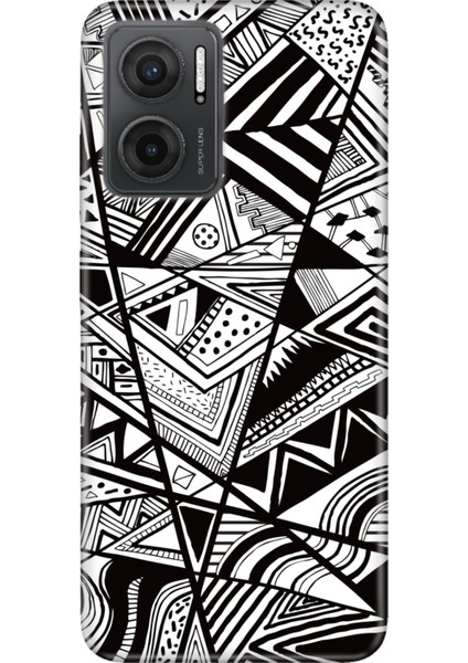 Xiaomi Redmi Note 11E Kılıf 0.4mm Silikon Desenli Siyah/beyaz