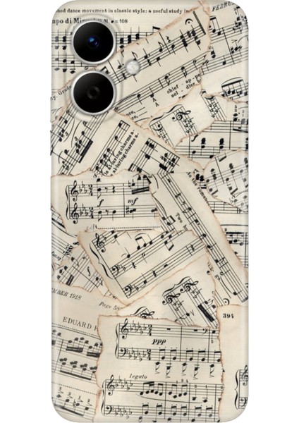 Tecno Spark Go 2 (Km4) Uyumlu Kılıf Dekoratif Silikon Baskılı Kapak Beste Nota