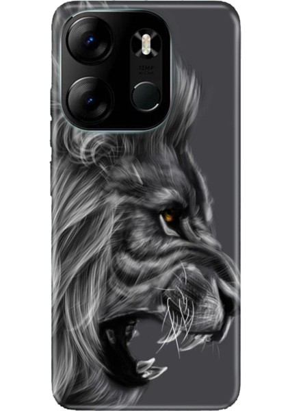 Tecno Spark Go 2023 Kılıf Kamera Korumalı Silikon Desenli Resimli Uv Kapak Kara Aslan