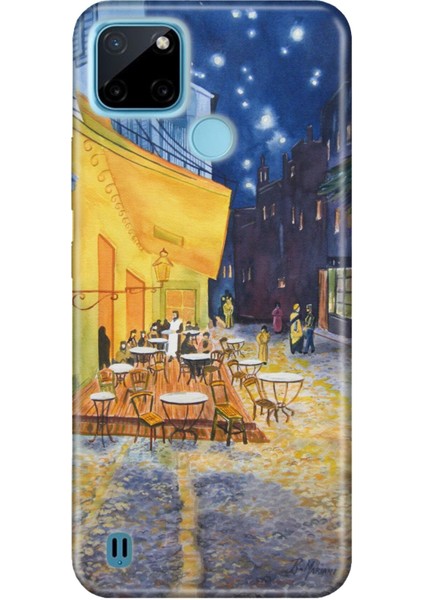 Realme C25Y C21Y Uyumlu Kılıf 0.4mm Lazer Kesim Silikon Kapak Night Cafe