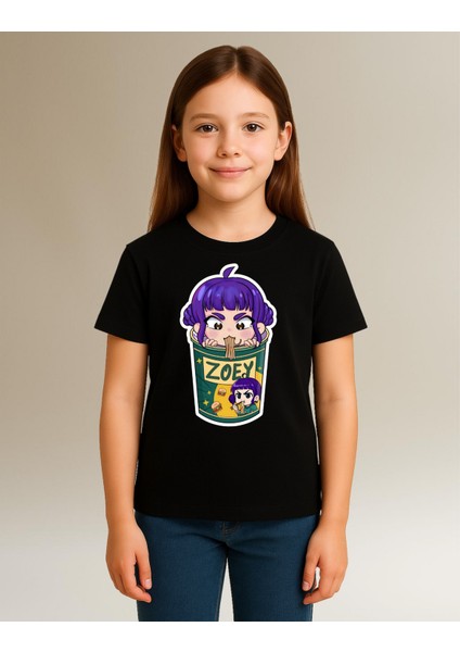 Kpop Demon Hunters Huntrix Zoey Kısa Kollu Baskılı Kız Çocuk Tişört (4-13 Yaş) fiyatları