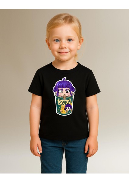 Kpop Demon Hunters Huntrix Zoey Kısa Kollu Baskılı Kız Çocuk Tişört (4-13 Yaş) modelleri