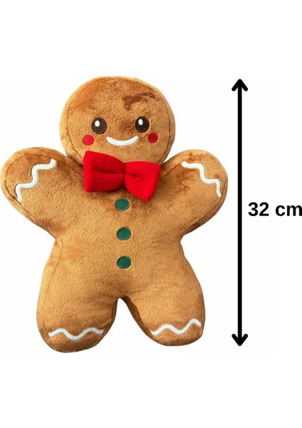 Kurabiye Adam Peluş Yastık, Uyku Arkadaşı Peluş, Yılbaşı Kırmızı Papyon Kurabiye Adam 32 cm fiyatları