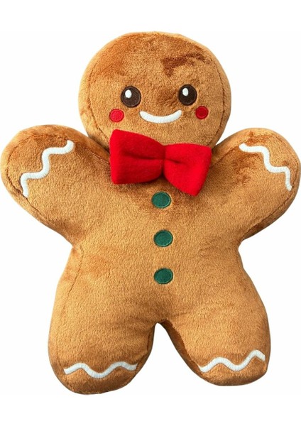Kurabiye Adam Peluş Yastık, Uyku Arkadaşı Peluş, Yılbaşı Kırmızı Papyon Kurabiye Adam 32 cm indirimleri