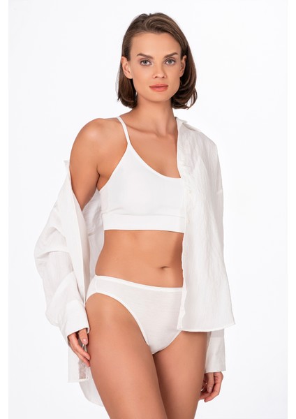 Kadın Viskon Slip Ekru | K23926