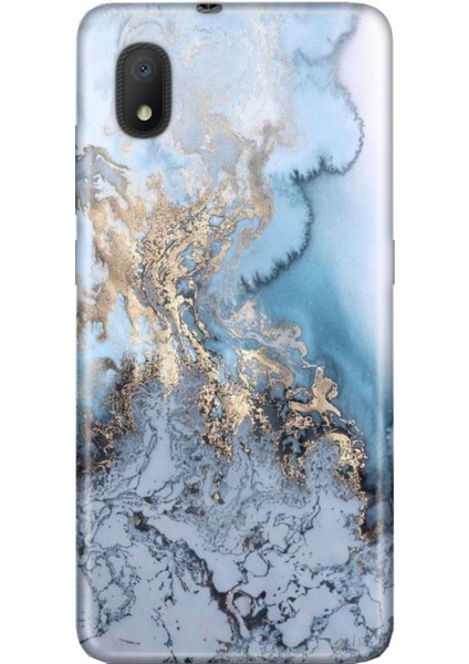 Tcl L7 Uyumlu Kılıf 0.4mm Lazer Kesim Desenli Silikon - Antic Marble