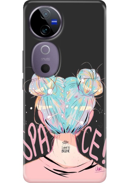 Vivo V40 5g Kılıf Vivo V40 Desenli Silikon Baskılı Uzaydan Gelen Kız