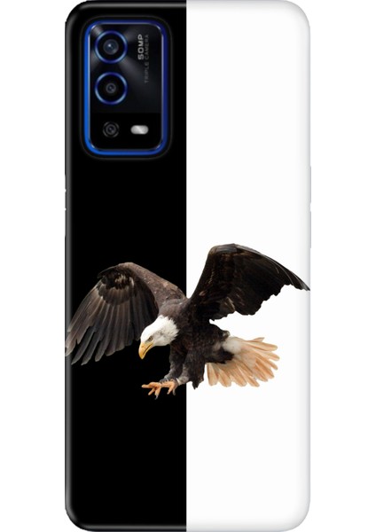 Oppo A55 4g Uyumlu Kılıf Silikon Desenli Resimli Kapak Siyah Beyaz Parçalı