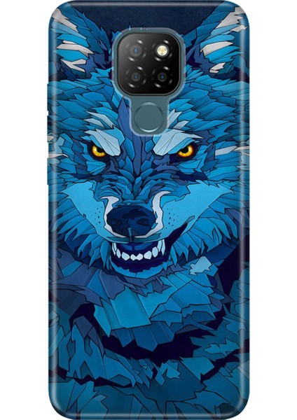 General Mobile Gm 20 Uyumlu Kılıf 0.4mm Lazer Kesim Silikon Kapak Mavi Çizim Kurt