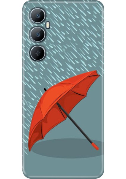 Realme C65 Kılıf Silikon Desenli Realme C65 Kırmızı Şemsiye