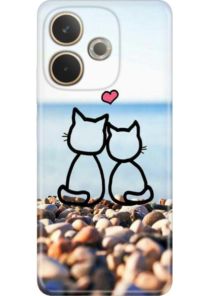 Oppo A5-Pro Kamera Korumalı Kılıf Renkli Silikon Baskılı Tpu Kedilerin Aşkı