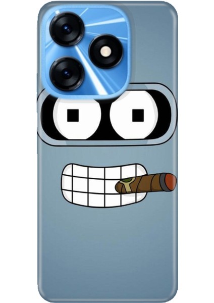 Tecno Spark 10 4g Uyumlu Kılıf Silikon Desenli Resimli Kapak Robot Smoke