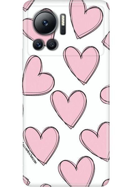 Infinix Note 12 Vip Kılıf Note 12 Vıp X672 Telefon Kılıfı Baskılı Pembe Çizgili Kalpler