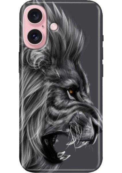 iPhone 16 Plus Kılıf Telefon Kılıfı 16 Plus Baskılı Kara Aslan