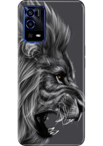 Oppo A55 4g Uyumlu Kılıf Silikon Desenli Resimli Kapak Kara Aslan