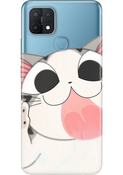 Oppo A15S Uyumlu Kılıf Silikon Desenli Resimli Kapak Fat Cat