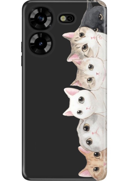 Tecno Pova 5 Uyumlu Kılıf Silikon Desenli Resimli Kapak Pisi Pisi Kedi