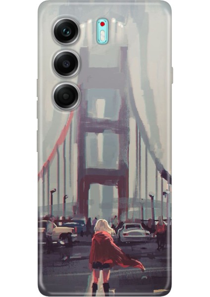 Tecno Camon 40 Pro 5g Cm7 Uyumlu Kılıf Dekoratif Silikon Baskılı Kapak Kırmızılı Kadın