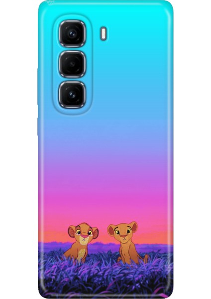 Infınıx Hot 50 Pro+ Plus Kılıf Dekoratif Silikon Baskılı A58 Kapak Junior Aslanlar
