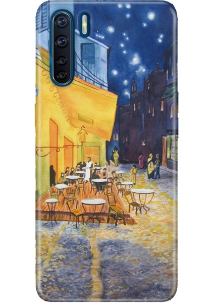 Oppo A91 Uyumlu Kılıf Silikon Desenli Resimli Kapak Night Cafe
