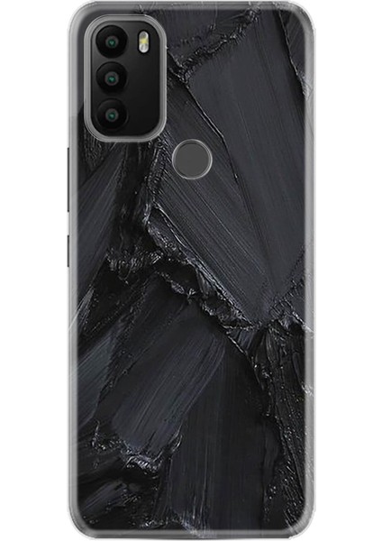 General Mobile Gm 21 Plus Kılıf 0.4mm Lazer Kesim Silikon Kapak Siyah Beton