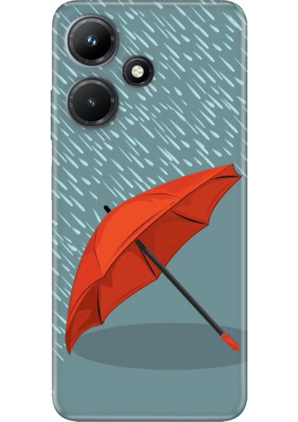 Infinix Hot 30 Kılıf Desenli Baskılı Silikon Kırmızı Şemsiye