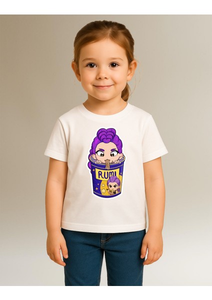 Kpop Demon Hunters Huntrix Rumi Kısa Kollu Baskılı Kız Çocuk Tişört (4-13 Yaş) modelleri