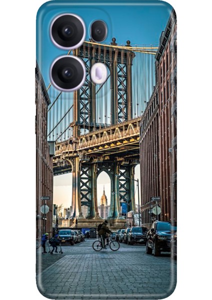 Oppo Reno 13 Pro Kılıf Oppo Renkli Silikon Baskılı Tpu Brooklyn Köprüsü