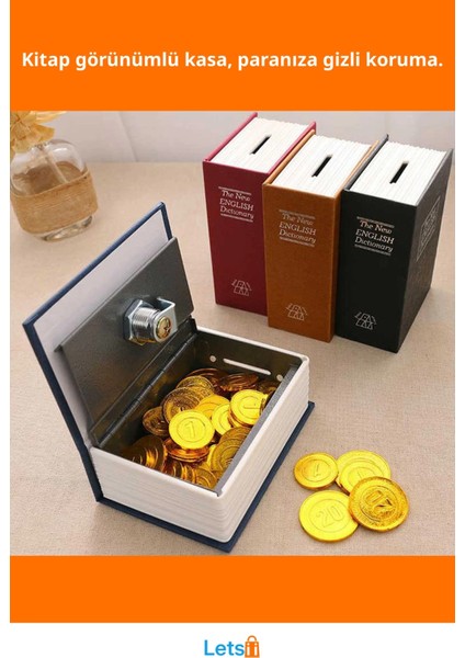 Kitap Şeklinde Mini Boy Kilitli Kasa Kumbara Güvenli Para ve Eşya Saklama fiyatları