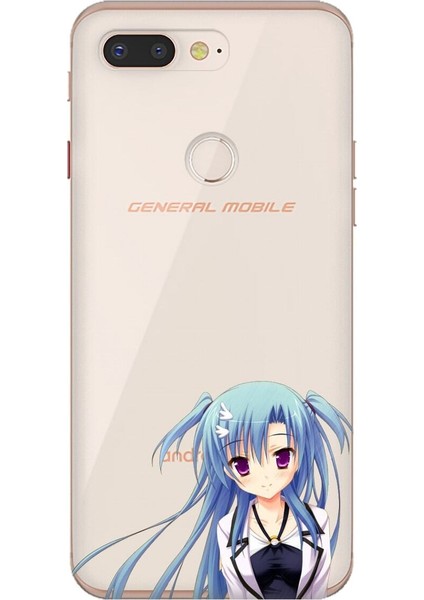 General Mobile Gm 9 Pro Kılıf 0.4mm Lazer Kesim Silikon Kapak Mavi Anime Kız