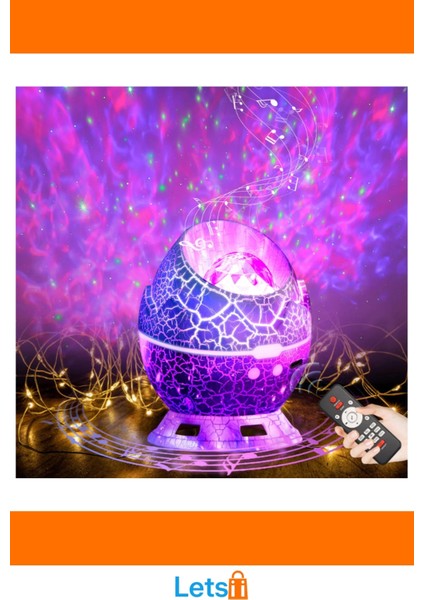 Çatlak Dinozor Yumurtası Tasarımlı Bluetooth Projektör Gece Lambası indirimleri
