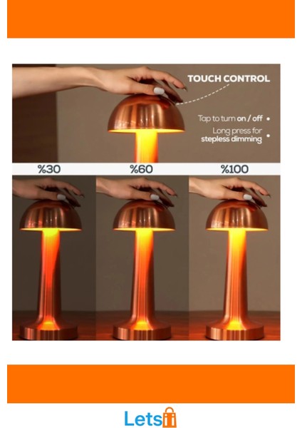 Mantar Dokunmatik Şarjlı LED Masa Lambası Modern Tasarım 23CM modelleri