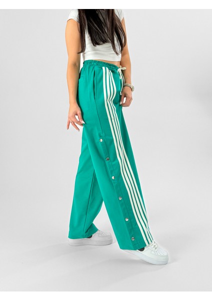 Kadın Şeritli Yeşil Baggy Pantolon COC1079 modelleri